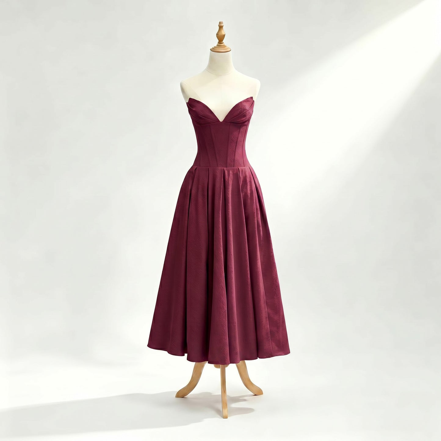 wine-polyester-strapless-midi-dress-product-front-eos-radiance